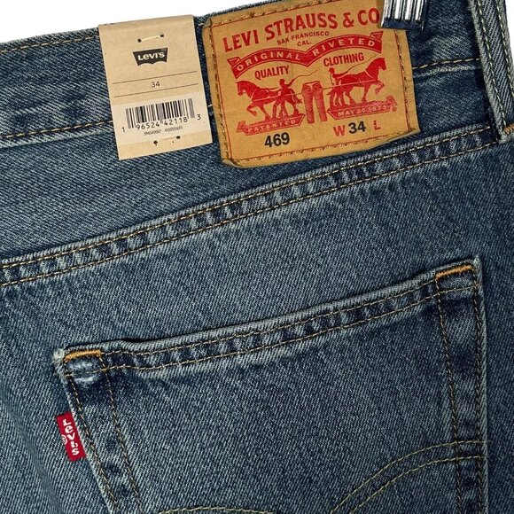 Levis 469 Men's Loose Fit Denim Shorts Size 34-36 Blue Medium Wash - Picture 5 of 10